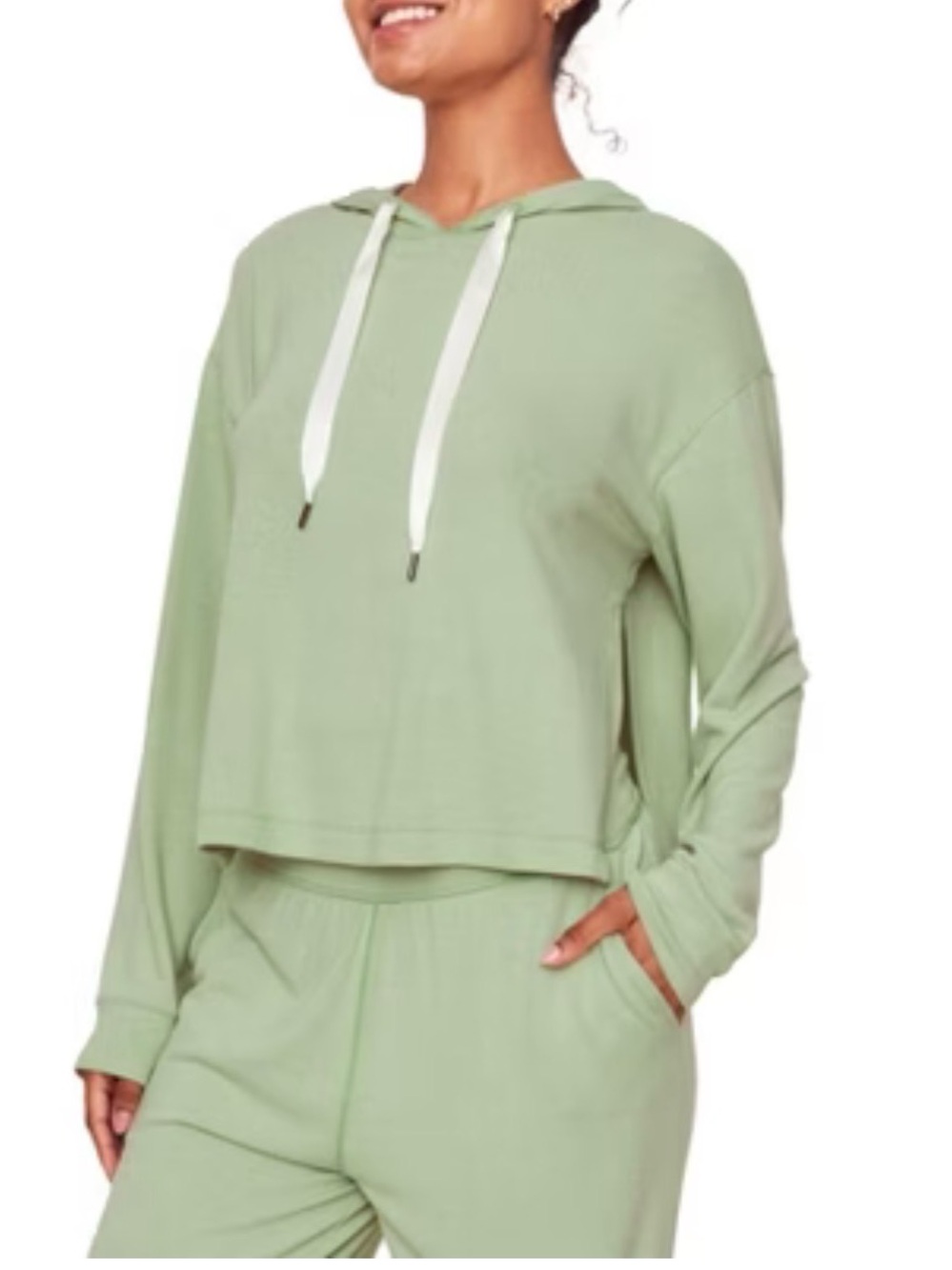 NWT Adore Me Light Green Hooded Lightweight Pullover Top Loungewear Size S